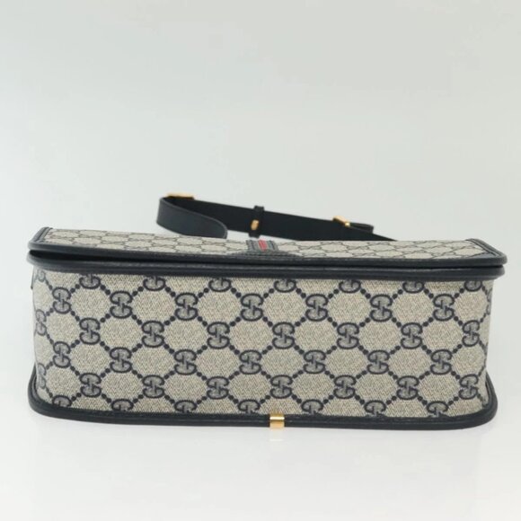 GUCCI GG Supreme Sherry Line Shoulder Bag PVC Navy Gold 001 113 0551 Auth SW1462 - Picture 7 of 16